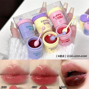 Cappuvini Milk Tea Cup Lightweight Shiny Cup-shaped Solid Lip Gloss Portable Smooth Autumn/Winter for Daily makeup Beauty